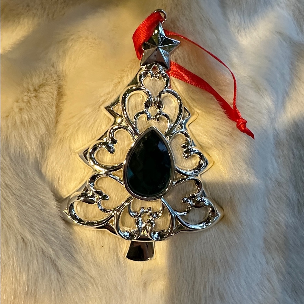 Lenox "Gem Tree Ornament" Emerald Green Stone 4" Tall Ornament